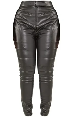 Best PrettyLittleThing Shape Faux Leather Zip Detail Panel Skinny Pants Black