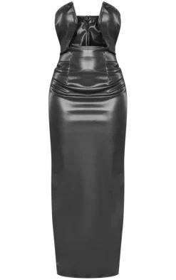 Shape Faux Leather Cut Out Front Maxi Dress-PrettyLittleThing New