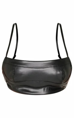 Shape Faux Leather Strappy Crop Top-PrettyLittleThing