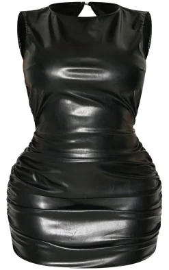 Shape Faux Leather Open Back Dress-PrettyLittleThing Online