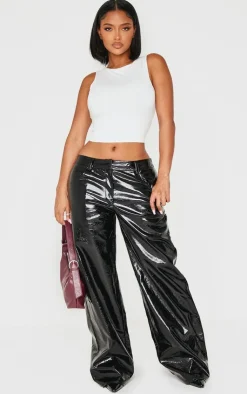 Shape Faux Leather Textured Wide Leg Pants-PrettyLittleThing Outlet