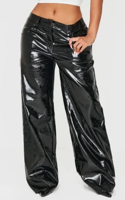 Shape Faux Leather Textured Wide Leg Pants-PrettyLittleThing Outlet