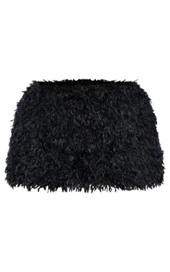 Shape Black Feather Effect Micro Mini Skirt