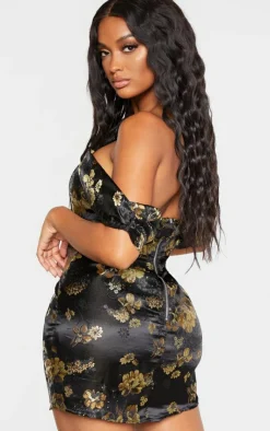 Shape Floral Bardot Bodycon Dress-PrettyLittleThing Clearance