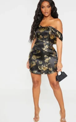 Shape Floral Bardot Bodycon Dress-PrettyLittleThing Clearance