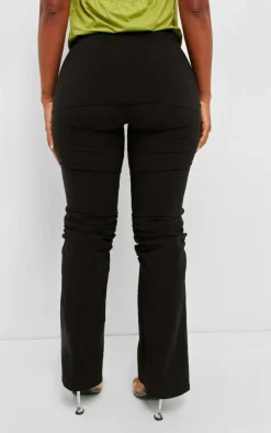 Shape Black Fold Over Ruched Detail Flare Pants