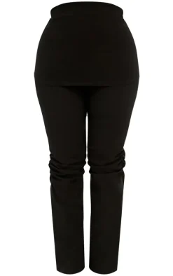 Shape Black Fold Over Ruched Detail Flare Pants