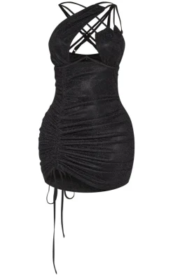 Shape Glitter Cup Detail Ruched Side Bodycon Dress-PrettyLittleThing New