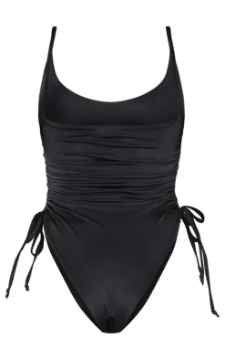 Shape Black High Rise Ruched Side Swimsuit
