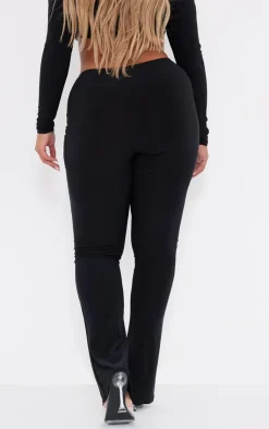 New PrettyLittleThing Shape High Waisted Ring Detail Flare Leggings Black