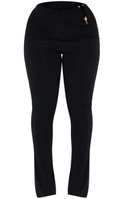New PrettyLittleThing Shape High Waisted Ring Detail Flare Leggings Black
