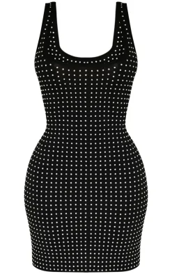 Shape Hot Fix Scoop Neck Mini Dress-PrettyLittleThing Best