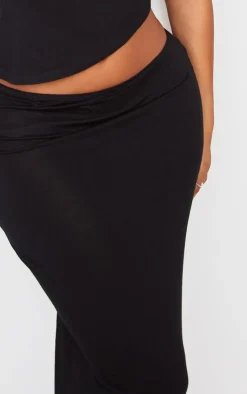 New PrettyLittleThing Shape Jersey Asymmetric Waist Maxi Skirt Black