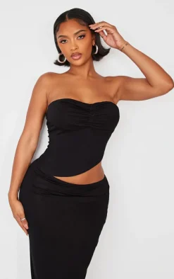 PrettyLittleThing Sleeveless Tops*Shape Jersey Bandeau Asymmetric Hem Top