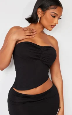PrettyLittleThing Sleeveless Tops*Shape Jersey Bandeau Asymmetric Hem Top