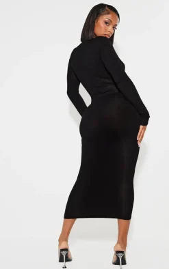 Shape Jersey Cut Out Long Sleeve Midi Dress-PrettyLittleThing Clearance
