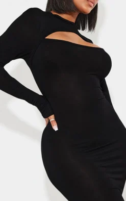 Shape Jersey Cut Out Long Sleeve Midi Dress-PrettyLittleThing Clearance
