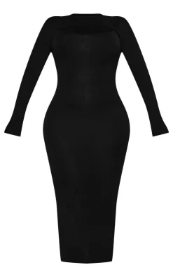 Shape Jersey Cut Out Long Sleeve Midi Dress-PrettyLittleThing Clearance