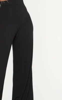 Discount PrettyLittleThing Shape Jersey Wide Leg Pants Black