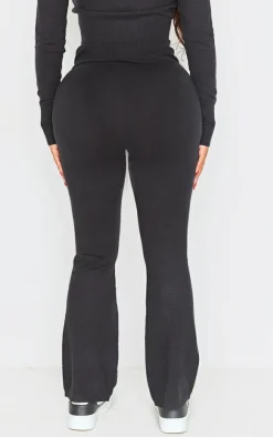 New PrettyLittleThing Shape Knit High Waist Foldover Waist Leggings Black