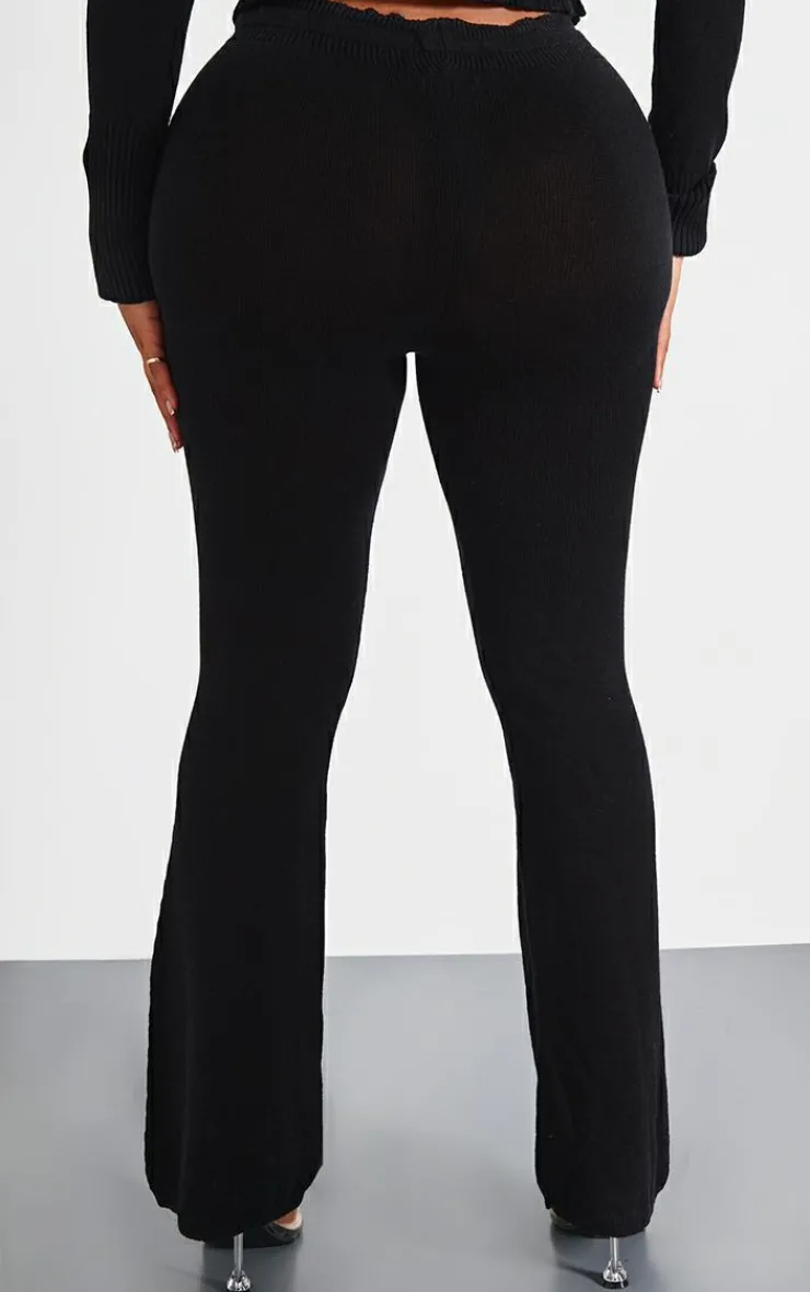 Best PrettyLittleThing Shape Knitted Flare Pants Black