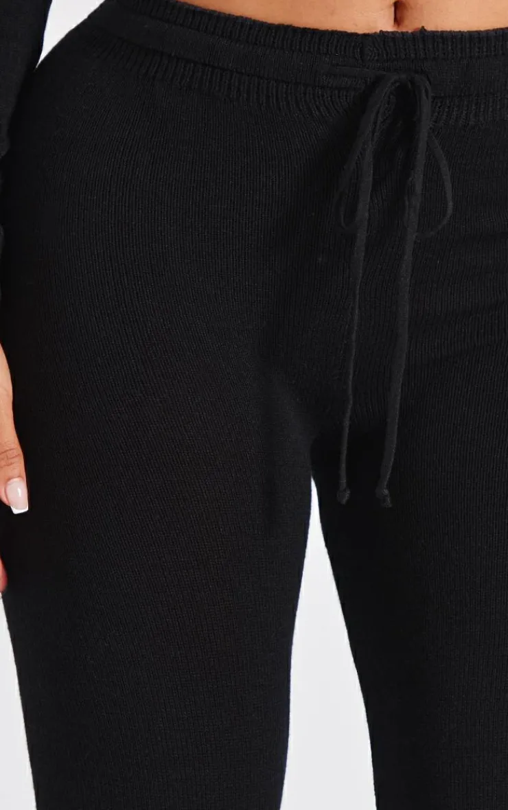 Best PrettyLittleThing Shape Knitted Flare Pants Black