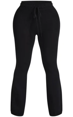 Best PrettyLittleThing Shape Knitted Flare Pants Black
