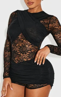 Shape Lace Romper-PrettyLittleThing