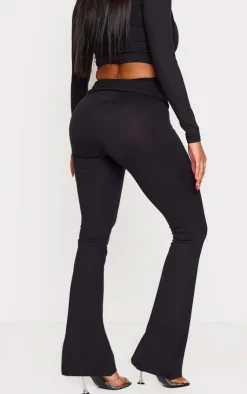Sale PrettyLittleThing Shape Logo Flared Pants Black