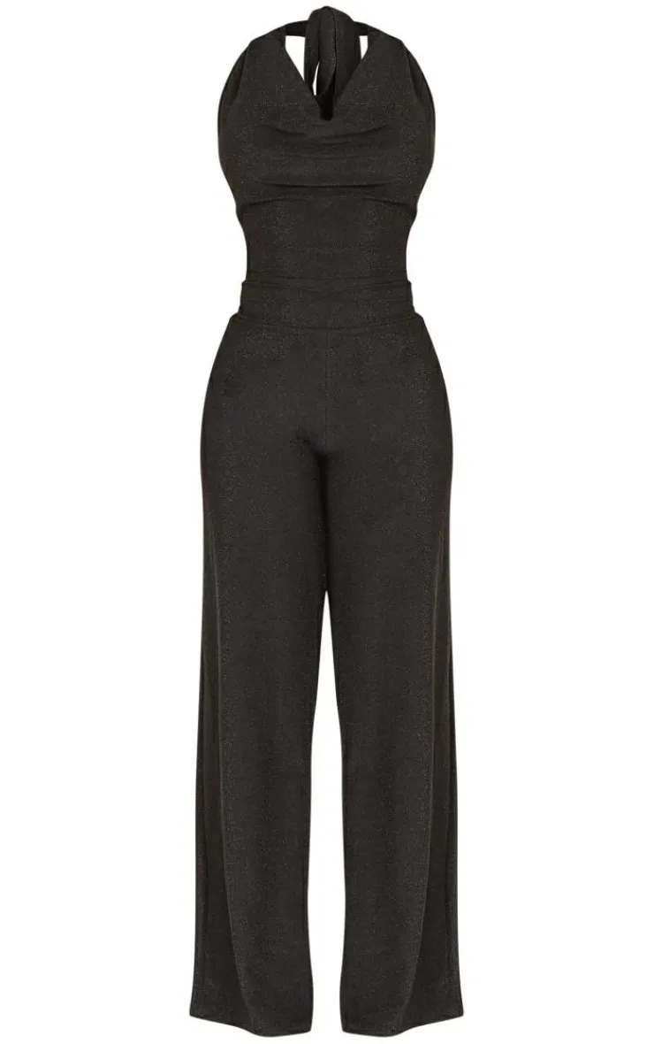 Shape Lurex Glitter Cowl Neck Jumpsuit-PrettyLittleThing Discount