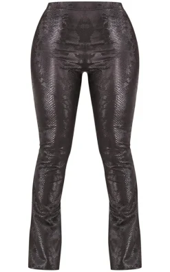 Outlet PrettyLittleThing Shape Matte Faux Leather Snake Flare Pants Black