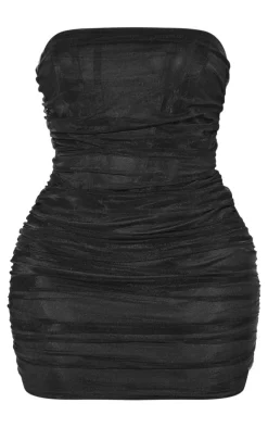Shape Mesh Corset Detail Ruched Bodycon Dress-PrettyLittleThing Outlet