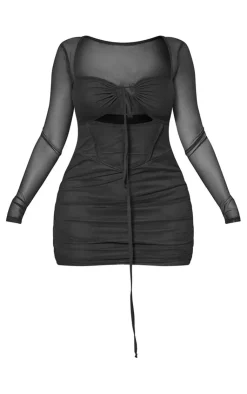 Shape Mesh Corset Detail Cut Out Bodycon Dress-PrettyLittleThing Discount