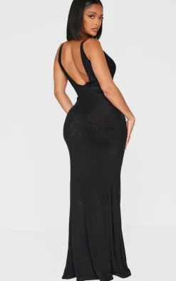 Shape Mesh Plunge Front Lace Up Maxi Dress-PrettyLittleThing Best