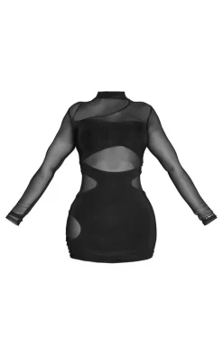 Shape Mesh Slinky Overlay Long Sleeve Bodycon Dress-PrettyLittleThing Best