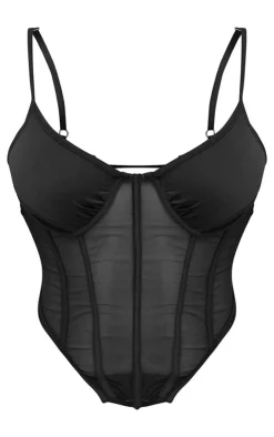 Shape Mesh Strappy Cup Detail Boning Corset Top-PrettyLittleThing Best