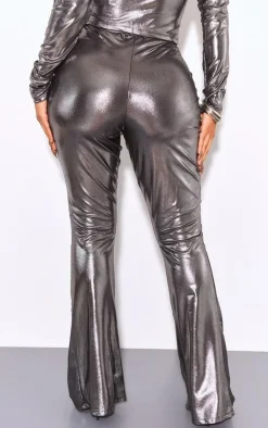 PrettyLittleThing Shape Metallic Flare Pants Black