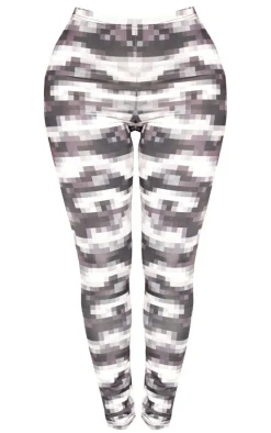 Sale PrettyLittleThing Shape Pixel Camo Slinky Leggings Black