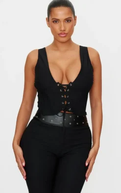PrettyLittleThing Corsets*Shape Plunge Front Lace Up Corset Top