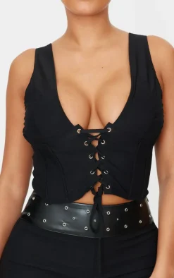 PrettyLittleThing Corsets*Shape Plunge Front Lace Up Corset Top