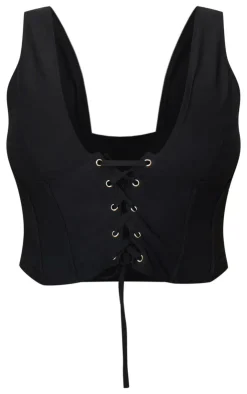 PrettyLittleThing Corsets*Shape Plunge Front Lace Up Corset Top