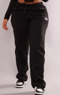 Sale PrettyLittleThing Shape Zip Pocket Wide Leg Sweatpants Black