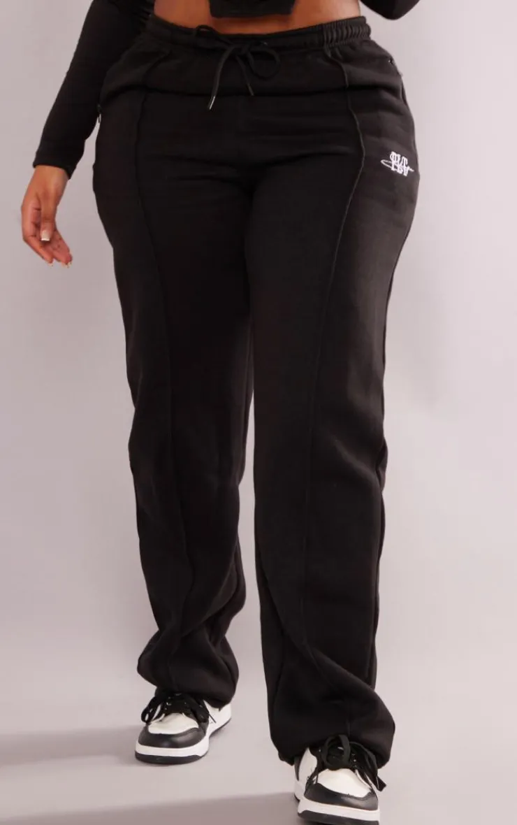 Sale PrettyLittleThing Shape Zip Pocket Wide Leg Sweatpants Black