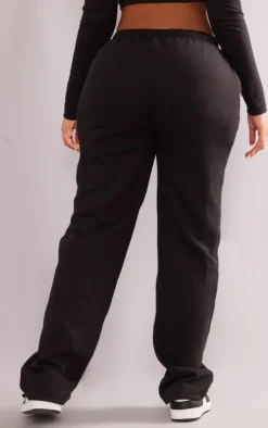 Sale PrettyLittleThing Shape Zip Pocket Wide Leg Sweatpants Black