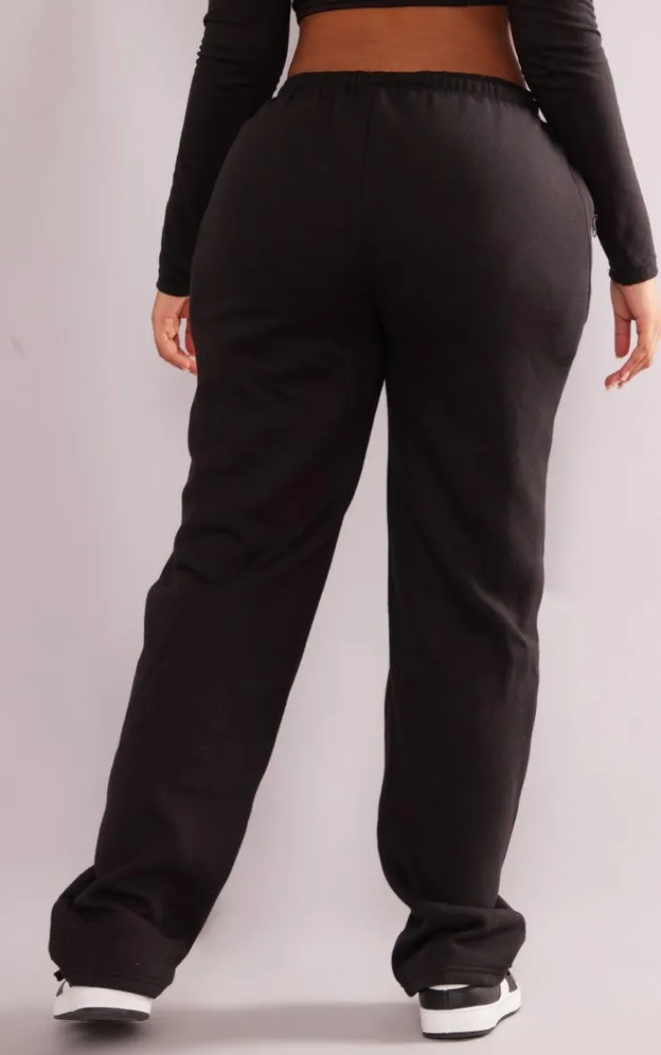 Sale PrettyLittleThing Shape Zip Pocket Wide Leg Sweatpants Black