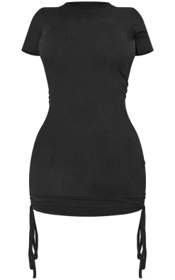 Shape Rib Short Sleeve Ruched Side Bodycon Dress-PrettyLittleThing Best