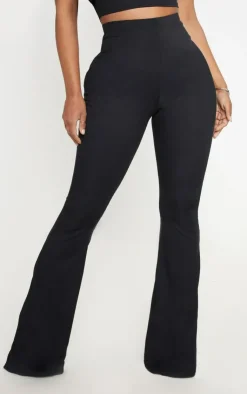 Hot PrettyLittleThing Shape Ribbed Flared Pants Black