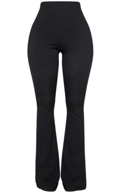 Hot PrettyLittleThing Shape Ribbed Flared Pants Black