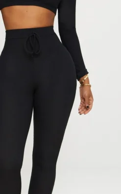 Clearance PrettyLittleThing Shape Ribbed High Waist Leggings Black