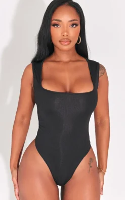 PrettyLittleThing Sleeveless Tops*Shape Ribbed Square Neck Sleeveless Bodysuit